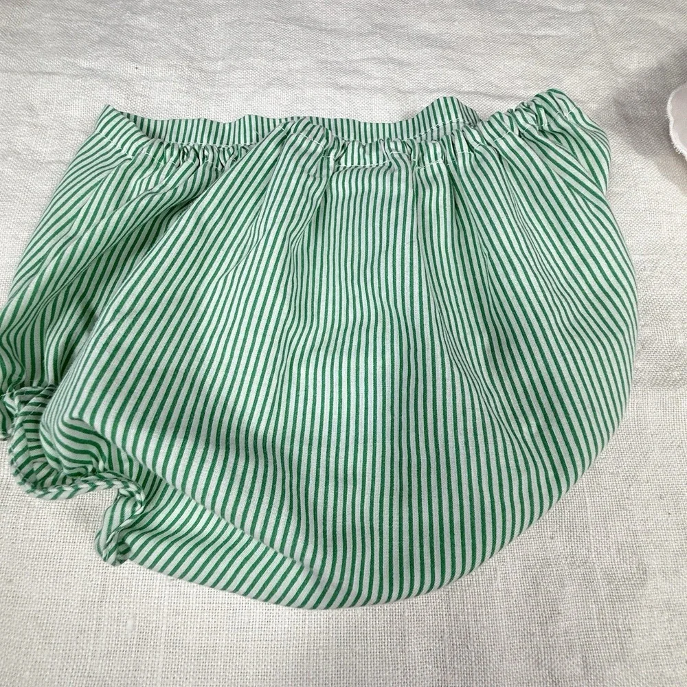 Nannette Dress Set Baby Girls 9M White Strawberry Applique Bloomers Socks VTG 80